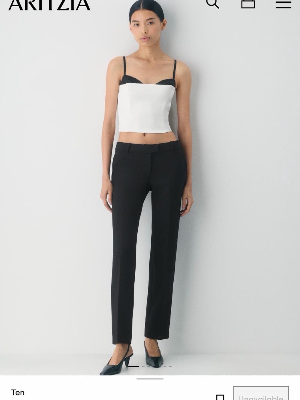 NWT Aritzia Ten Hypnotize Satin Bustier Top Colorblock White Black Size 2